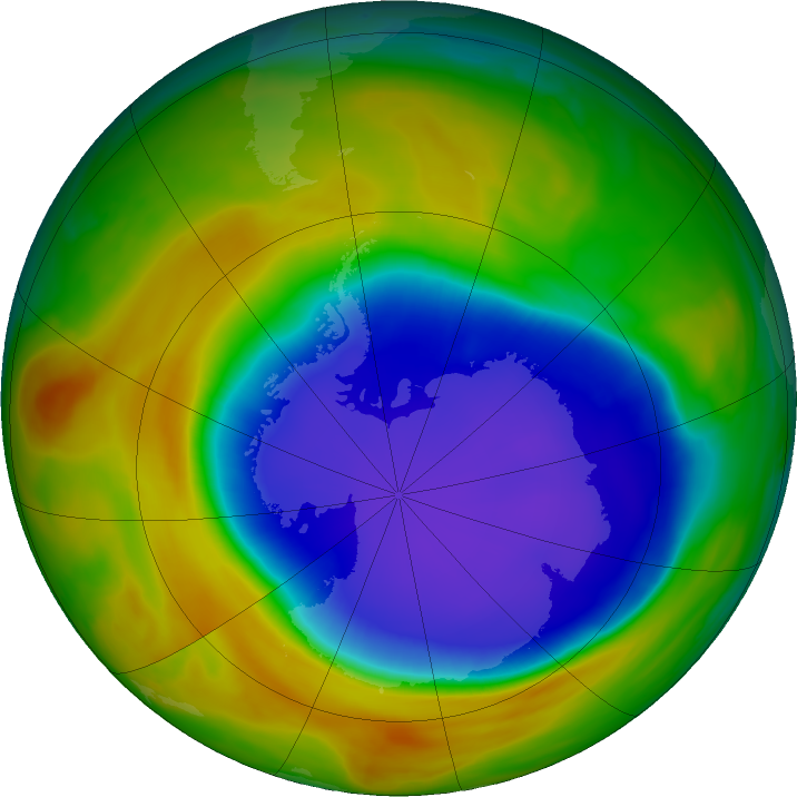 Antarctic ozone map for 11 October 2017